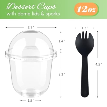 Zezzxu 50 Pack Clear Dessert Cups with Lids and Sporks