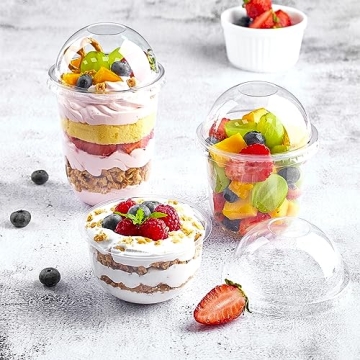 Zezzxu 50 Pack Clear Dessert Cups with Lids and Sporks