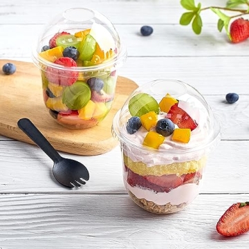 Zezzxu 50 Pack Clear Dessert Cups with Lids and Sporks