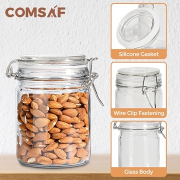 ComSaf Airtight Glass Storage Jars for Food Preservation