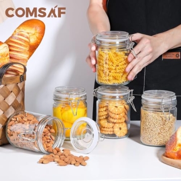 ComSaf Airtight Glass Storage Jars for Food Preservation