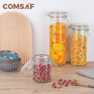 ComSaf Airtight Glass Storage Jars for Food Preservation
