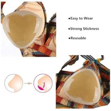 SERMICLE Sticky Bra Inserts - Waterproof Silicone Push-Up Pads