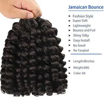 Jamaican Bounce 8" Dark Brown Crochet Hair Extensions