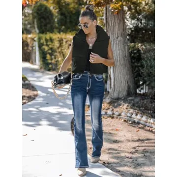 MEROKEETY Women's Warm Crop Puffer Vest Stand-Up Collar