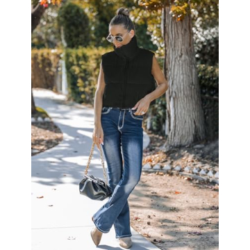 MEROKEETY Women's Warm Crop Puffer Vest Stand-Up Collar