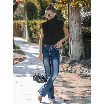 MEROKEETY Women's Warm Crop Puffer Vest Stand-Up Collar