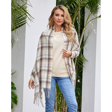 Fuinloth Large Plaid Scarf - Stylish Winter Wrap
