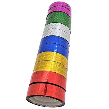 Hula Hoop Washi Prism Tape (12 Pack) 1/2" (12MM) x 25 Feet (3.5M)- 6 Holographic Colors - 2 Rolls of Each Color. Great for Fishing Lure, Arts and Craft Kids Projects.