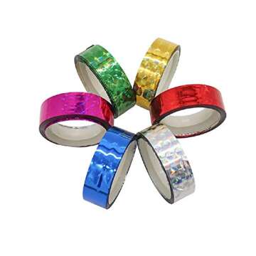 Hula Hoop Washi Prism Tape (12 Pack) 1/2" (12MM) x 25 Feet (3.5M)- 6 Holographic Colors - 2 Rolls of Each Color. Great for Fishing Lure, Arts and Craft Kids Projects.