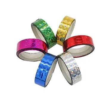 Hula Hoop Washi Prism Tape (12 Pack) 1/2" (12MM) x 25 Feet (3.5M)- 6 Holographic Colors - 2 Rolls of Each Color. Great for Fishing Lure, Arts and Craft Kids Projects.