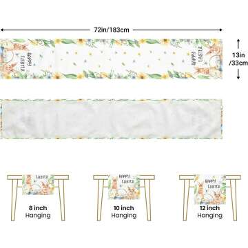 Easter Table Runner 72 Inches for Home Decor