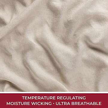 Mellanni 100% Linen Queen Sheets Set - Natural Sheets for Bed Set - Linen Bedding - Fits up to 16" Mattress(Queen, Natural)