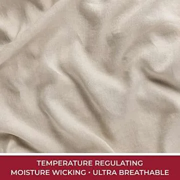 Luxurious Mellanni 100% Linen Queen Sheets Set - Natural