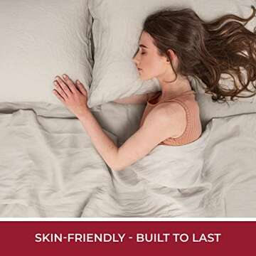 Mellanni 100% Linen Queen Sheets Set - Natural Sheets for Bed Set - Linen Bedding - Fits up to 16" Mattress(Queen, Natural)