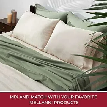 Luxurious Mellanni 100% Linen Queen Sheets Set - Natural