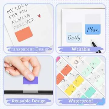 240PCS Sticky Index Tabs, Colored Strip Page Markers, Writable and Repositionable File Tabs Flags for Pages, Reading Notes, Classify Files, 12 Colors（1 inch）