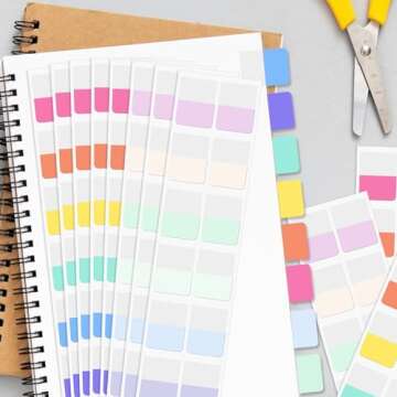 240PCS Sticky Index Tabs, Colored Strip Page Markers, Writable and Repositionable File Tabs Flags for Pages, Reading Notes, Classify Files, 12 Colors（1 inch）