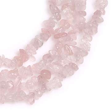 HAAMIIQII 5-8mm Natural Rose Quartz Chips Beads Crystal Irregular Chip Stones Loose Gemstone Beads f...