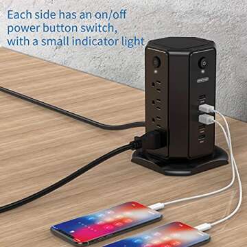 NTONPOWER Surge Protector Tower with USB Charging