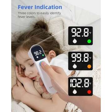 COOCEER Digital Thermometer for Adults and Kids: Accurate Ear and Forehead Temperature Readings - Fever Alarm - Touchless Ideal for Babies Toddlers Infants Sensiors - Large LED Display - Home Use
