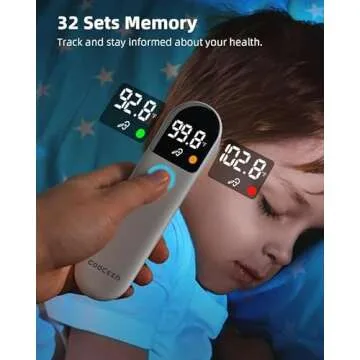 COOCEER Digital Thermometer for Adults and Kids: Accurate Ear and Forehead Temperature Readings - Fever Alarm - Touchless Ideal for Babies Toddlers Infants Sensiors - Large LED Display - Home Use