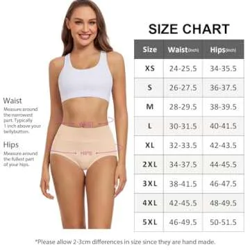 wirarpa Women's Cotton Underwear High Waisted Ladies Panties Full Coverage Postpartum Briefs 4 Pack Black Beige Medium