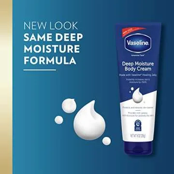 Vaseline Intensive Care Body Cream Deep Moisture 4 pk with Healing Petroleum Jelly & Vitamin E Rich & Smooth for Dry Skin 9 oz