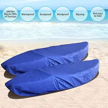 GYMTOP 7.8-18.2ft Waterproof 420D Thickened Kayak Canoe Cover -Outdoor Storage Dust Boat Cover UV Protection Sunblock Shield for Boat/Kayak