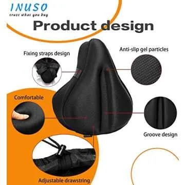INUSO Large Gel Bike Seat Cushion Cover for All Cyclists