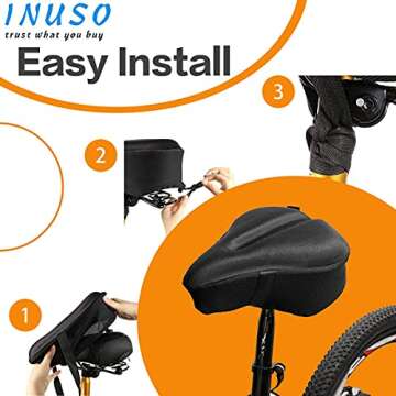 INUSO Large Gel Bike Seat Cushion Cover for All Cyclists