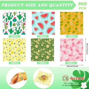 Sayglossy 960 Pcs Hawaiian Wax Paper Sheets 12x12 Inch