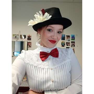 Womens Vintage Victorian Pleated Button Down Shirt Long Sleeve Stretch Blouse Stand Up White 12