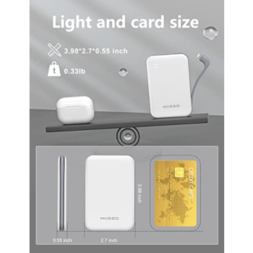 Ultra Slim 6000mAh Power Bank with Built-in USB C Cords