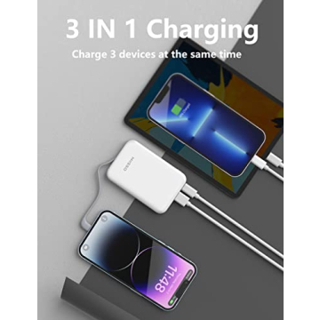 Ultra Slim 6000mAh Power Bank with Built-in USB C Cords