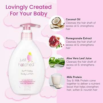 Just Hatched Soft Baby Body Lotion, Daily Moisture, Made with Essential Oils, Calming, Soothing, Moisturizing, No Yucky Stuff/Harsh Ingredients, 10.1 fl oz