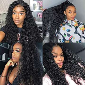 28inch Brazilian Water Wave Lace Frontal Wigs Remy Pre Plucked Lace Front Human Hair Wigs For Black Women Water Curly Wet and Wavy Lace Front Wig Unprocessed Virgin Human Hair Wigs
