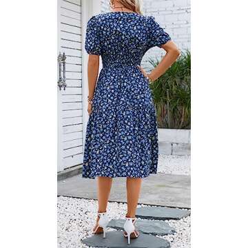 Kormei Floral Midi Dress for Summer Weddings and Casual Outings