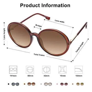 SOJOS Vintage Round Sunglasses for Women Classic Retro Designer Style SJ2121 with Crystal Brown Frame/Gradient Brown Lens