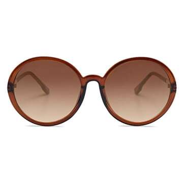 SOJOS Vintage Round Sunglasses for Women Classic Retro Designer Style SJ2121 with Crystal Brown Frame/Gradient Brown Lens