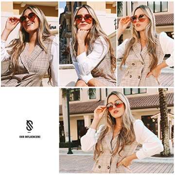 SOJOS Vintage Round Sunglasses for Women Classic Retro Designer Style SJ2121 with Crystal Brown Frame/Gradient Brown Lens