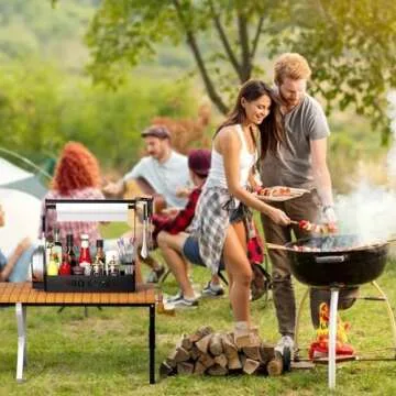 ZDDLOINP Grill Caddy, BBQ Caddy with Paper Towel Holder for Plate Cutlery, Flatware Caddy Picnic Condiment Caddy with 4 Hooks, Grill Utensil Caddy for Outdoor Barbecue Accessories Organizer