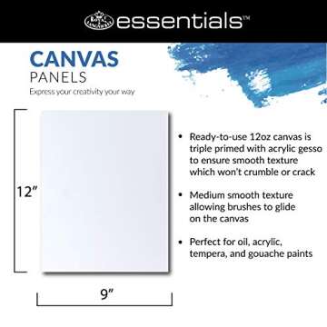 Royal & Langnickel Essentials, Triple Gessoed Canvas Panels Value Pack, for Oil and Acrylic Painting