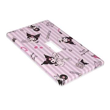 Kawaii Single Toggle Light Switch Plate Cover Decorative Purple 1 Gang Wall plate for Kids Teens Girls Room Nursery Bedroom Kitchen