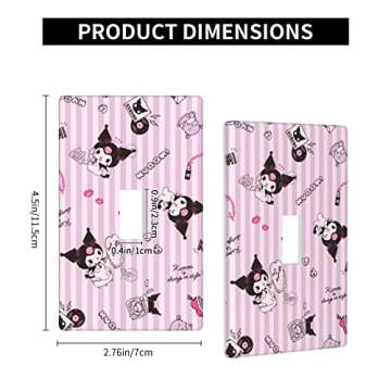 Kawaii Single Toggle Light Switch Plate Cover Decorative Purple 1 Gang Wall plate for Kids Teens Girls Room Nursery Bedroom Kitchen