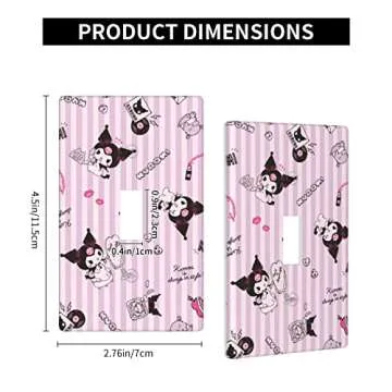 Kawaii Single Toggle Light Switch Plate Cover Decorative Purple 1 Gang Wall plate for Kids Teens Girls Room Nursery Bedroom Kitchen