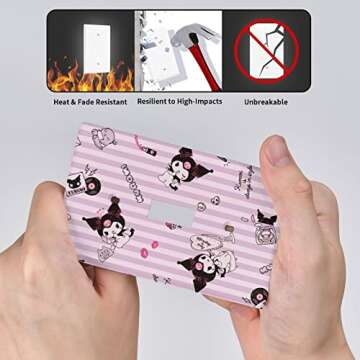 Kawaii Single Toggle Light Switch Plate Cover Decorative Purple 1 Gang Wall plate for Kids Teens Girls Room Nursery Bedroom Kitchen