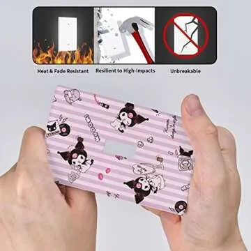 Kawaii Single Toggle Light Switch Plate Cover Decorative Purple 1 Gang Wall plate for Kids Teens Girls Room Nursery Bedroom Kitchen