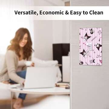 Kawaii Single Toggle Light Switch Plate Cover Decorative Purple 1 Gang Wall plate for Kids Teens Girls Room Nursery Bedroom Kitchen