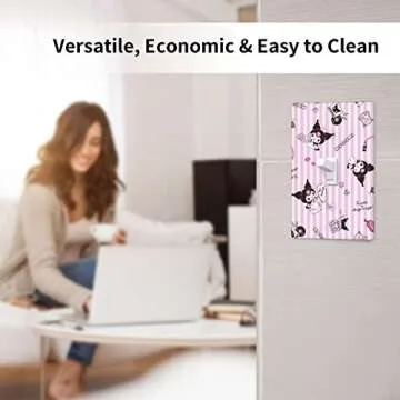 Kawaii Single Toggle Light Switch Plate Cover Decorative Purple 1 Gang Wall plate for Kids Teens Girls Room Nursery Bedroom Kitchen